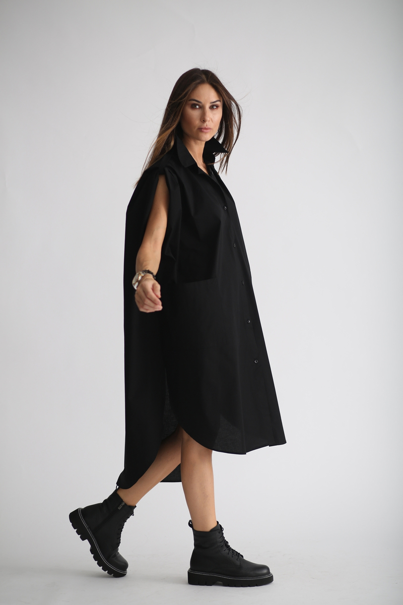 Siyah Oversize Gömlek Elbise 2172