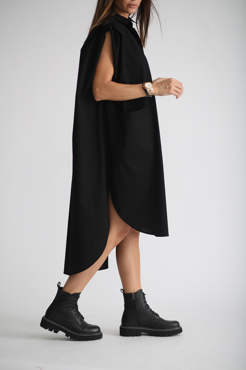 Siyah Oversize Gömlek Elbise 2172