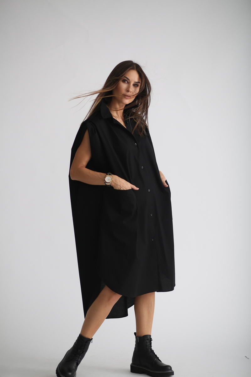 Siyah Oversize Gömlek Elbise 2172