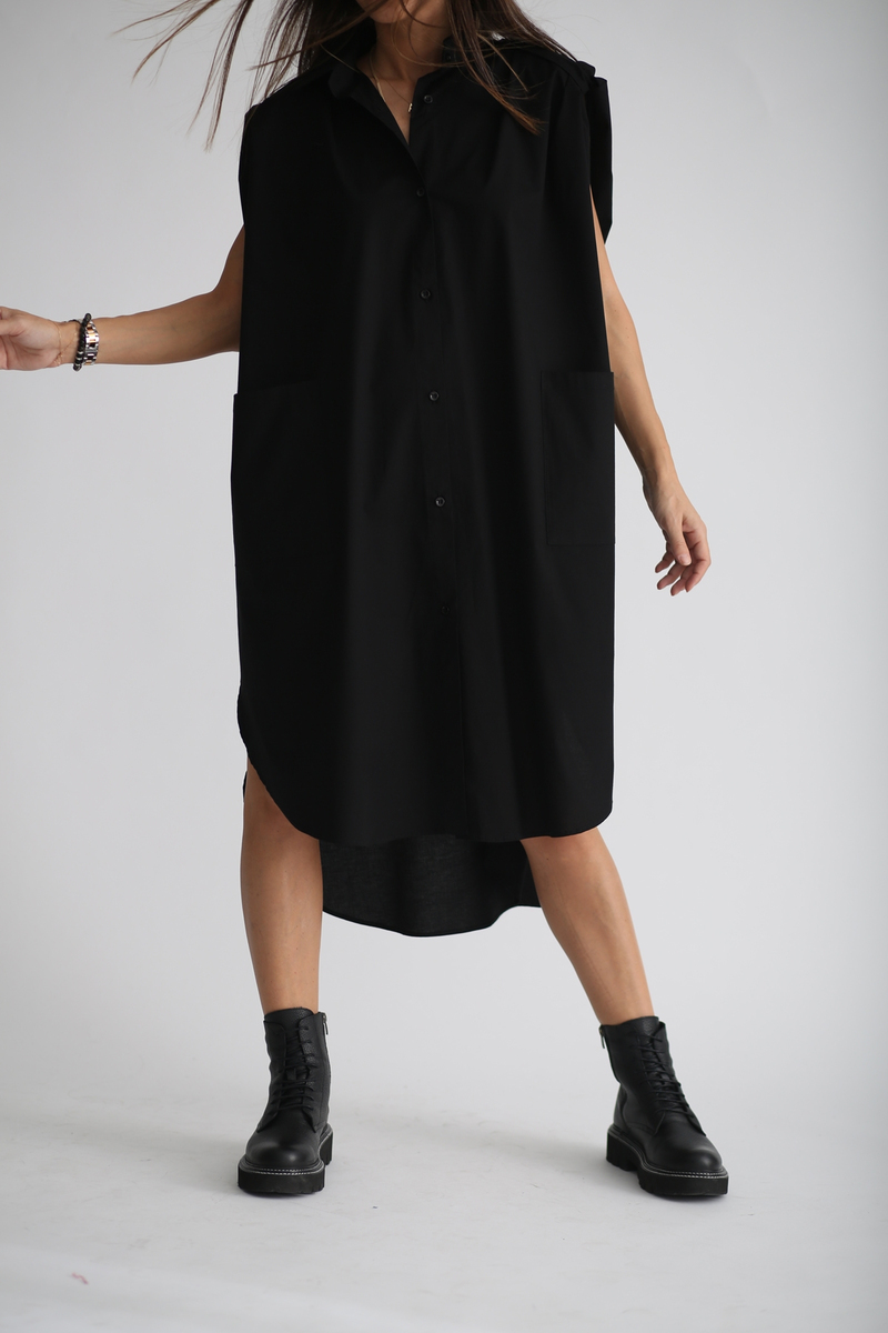 Siyah Oversize Gömlek Elbise 2172