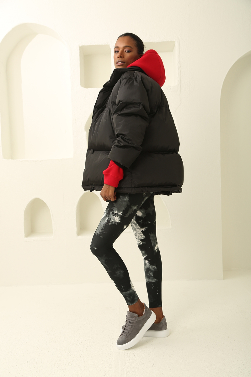 Siyah Oversize Şişme Mont 