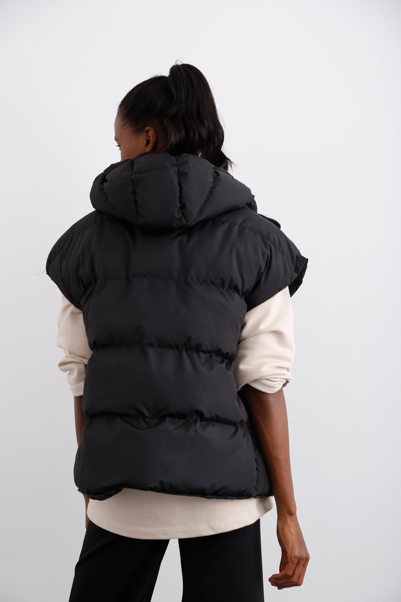 Siyah Oversize Şişme Yelek 3012