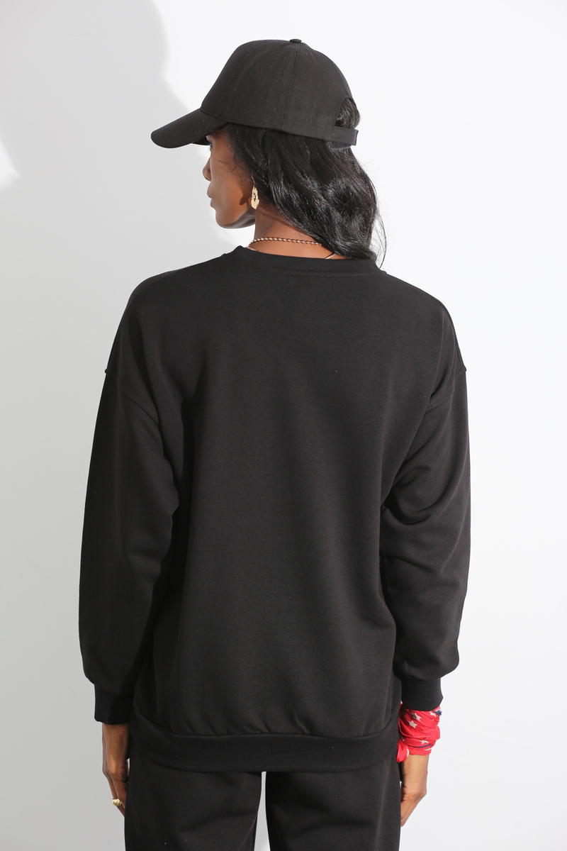 Siyah Oversize Sweat Takım 3818