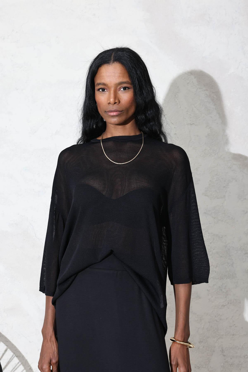 Siyah Oversize Transparan Tişört 7001