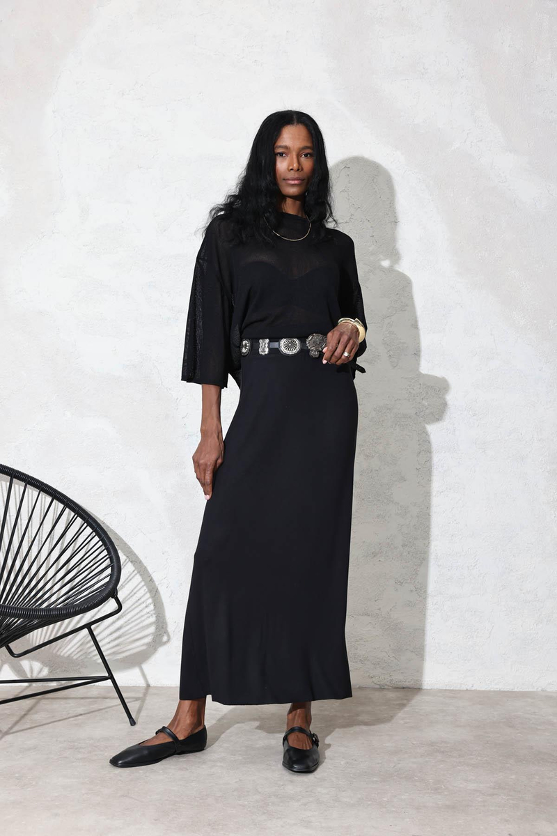 Siyah Oversize Transparan Tişört 7001