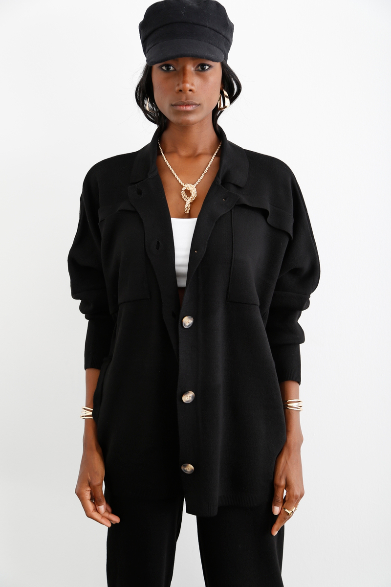 Siyah Oversize Triko Takım 2143