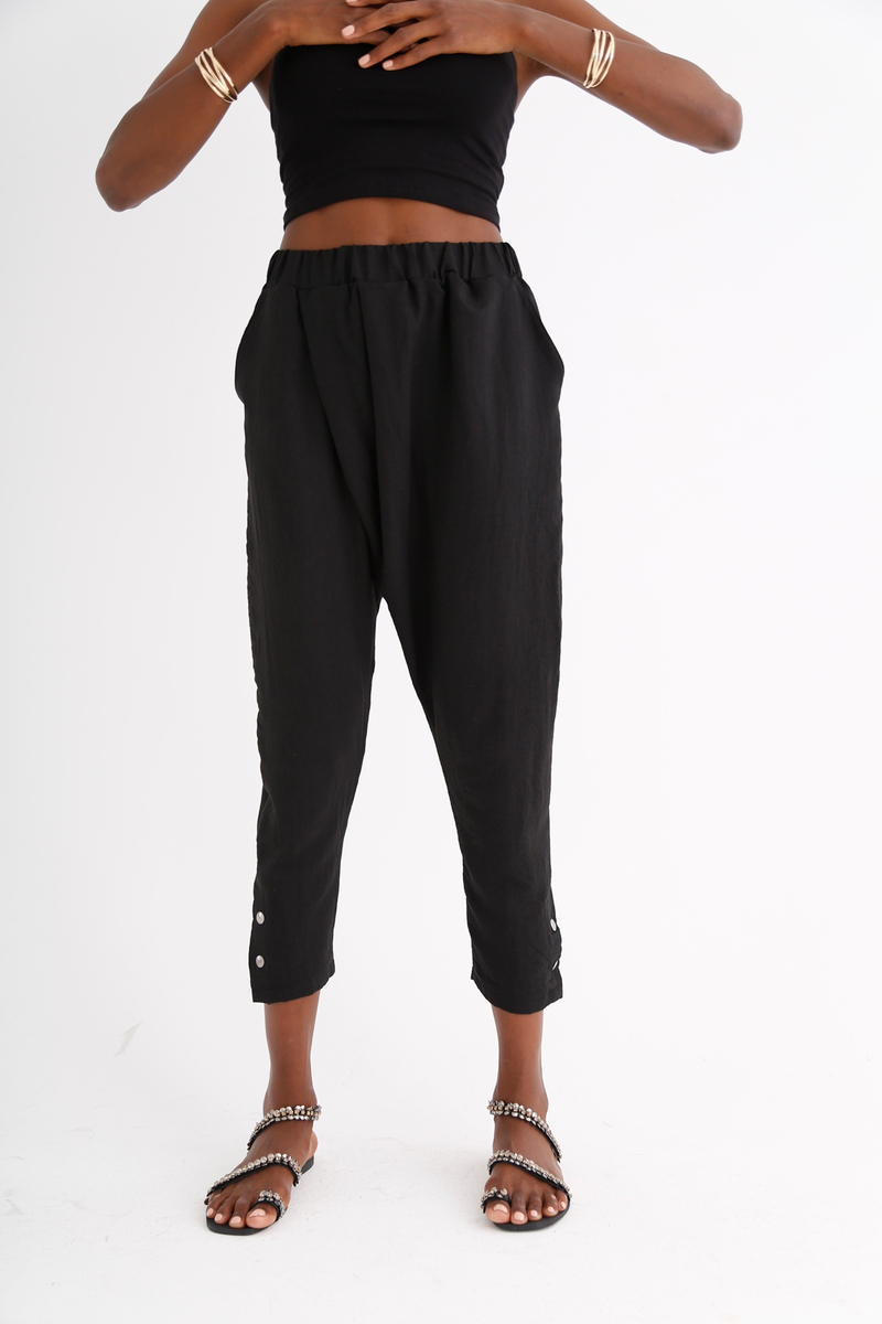 Siyah Paçası Çıtçıtlı Pantolon 25974