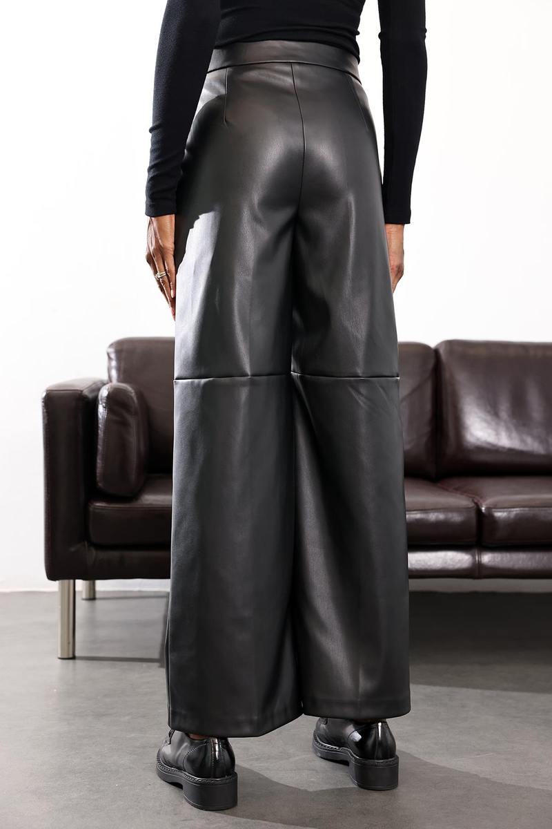 Siyah Parçalı Deri Pantolon 17215