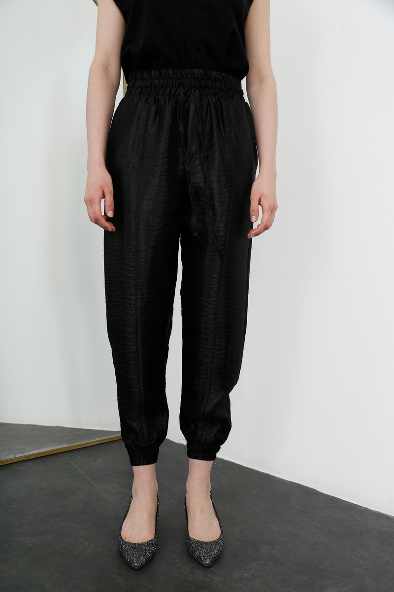 Siyah Parlak Jogger Pantolon 70977