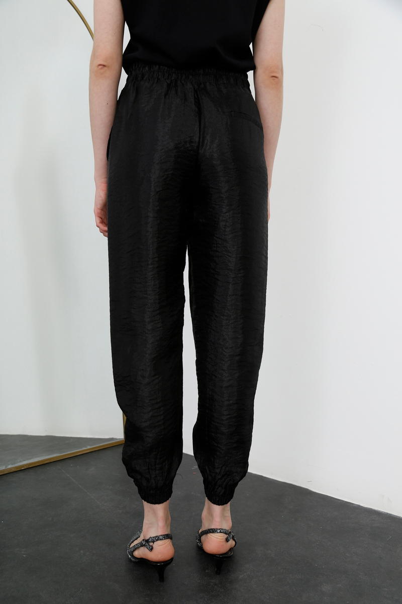 Siyah Parlak Jogger Pantolon 70977