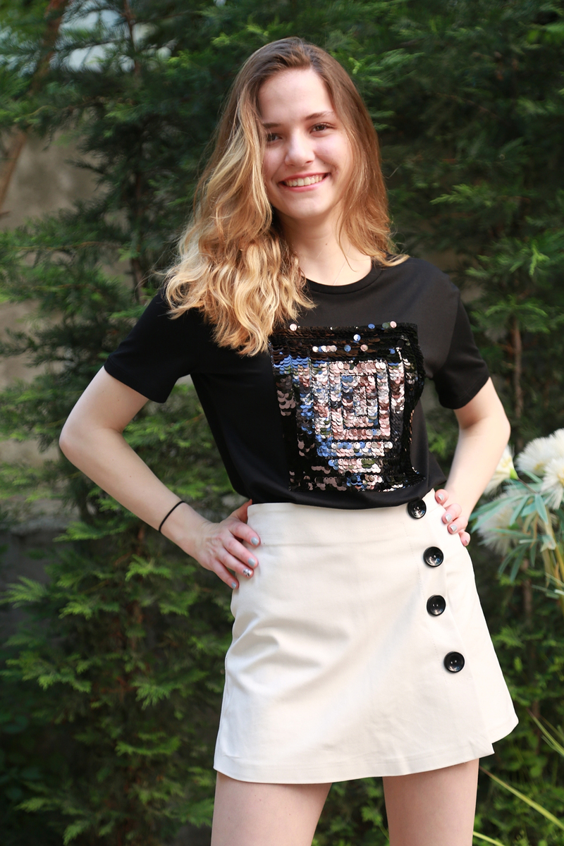 Siyah Payetli Tshirt