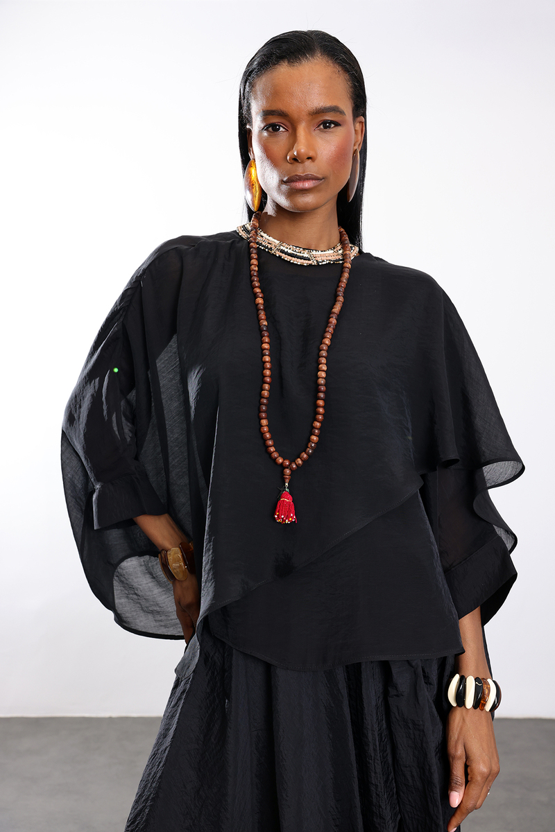 Siyah Pelerin Bluz 5026