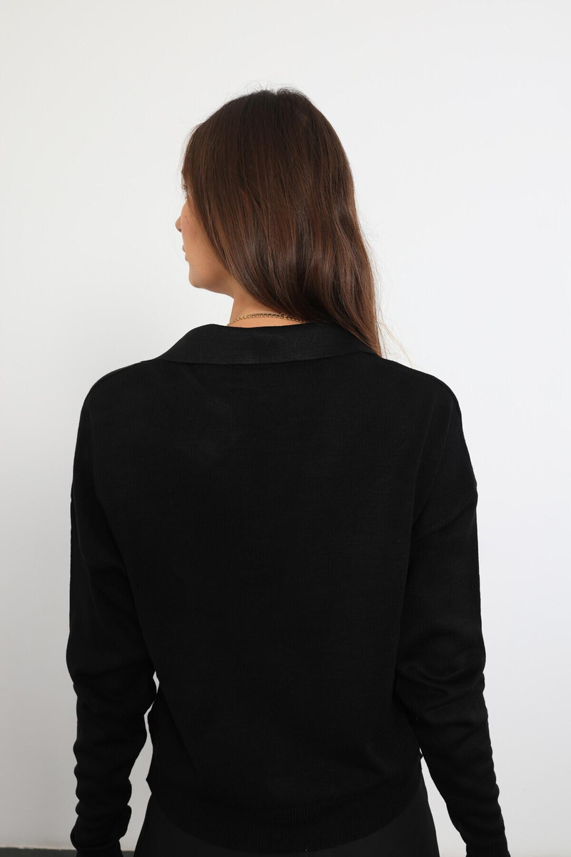 Siyah Polo Yaka Basic Triko 210239