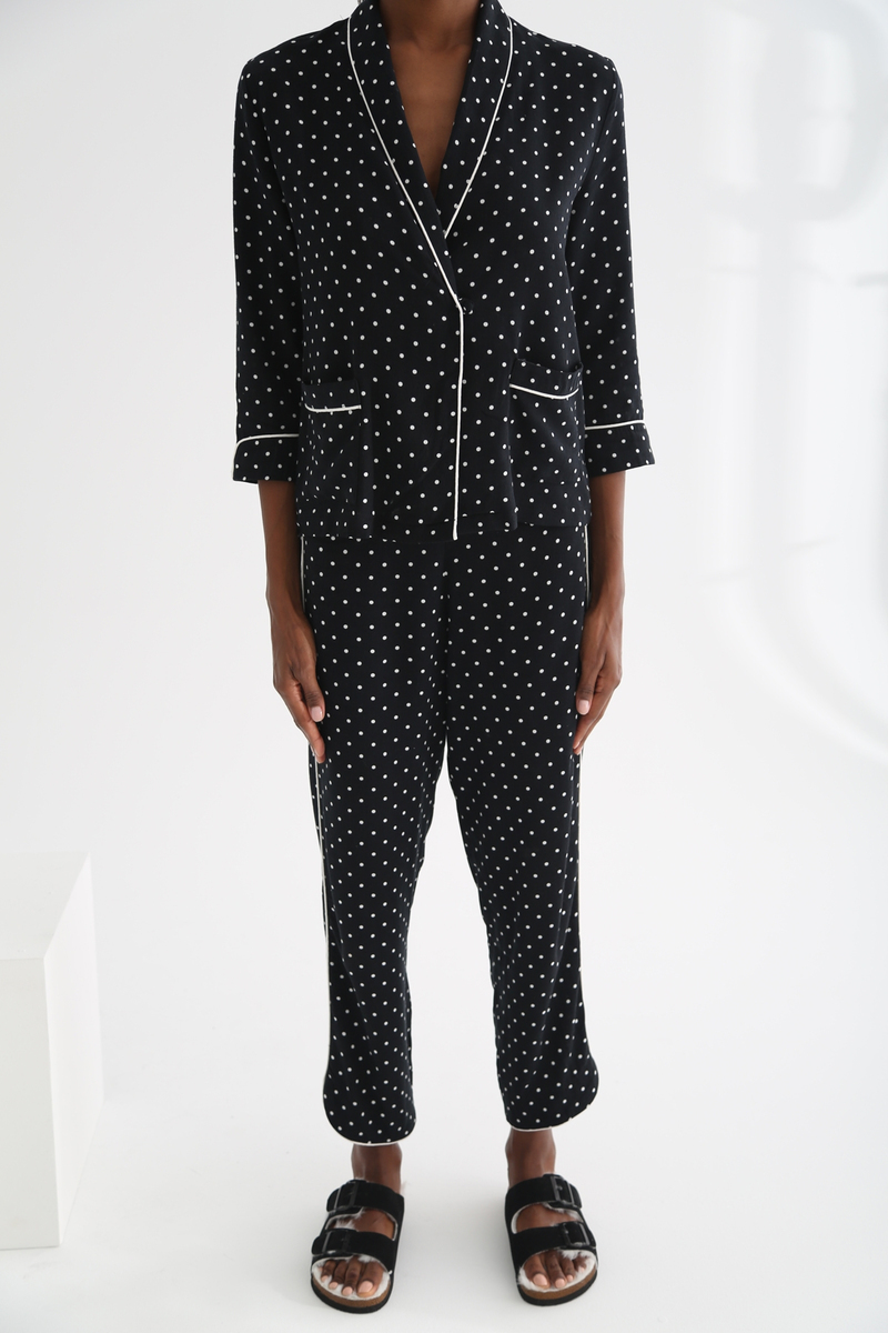 Siyah Puantiyeli Pijama Takım 11262