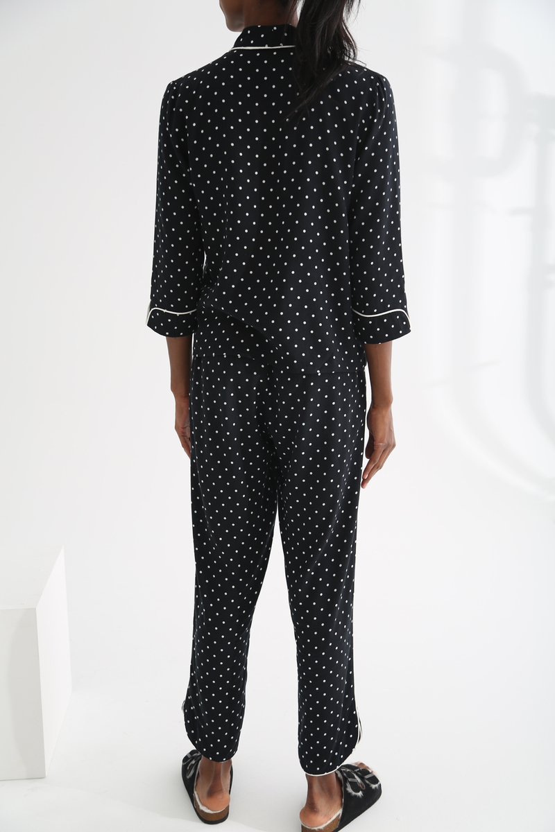 Siyah Puantiyeli Pijama Takım 11262