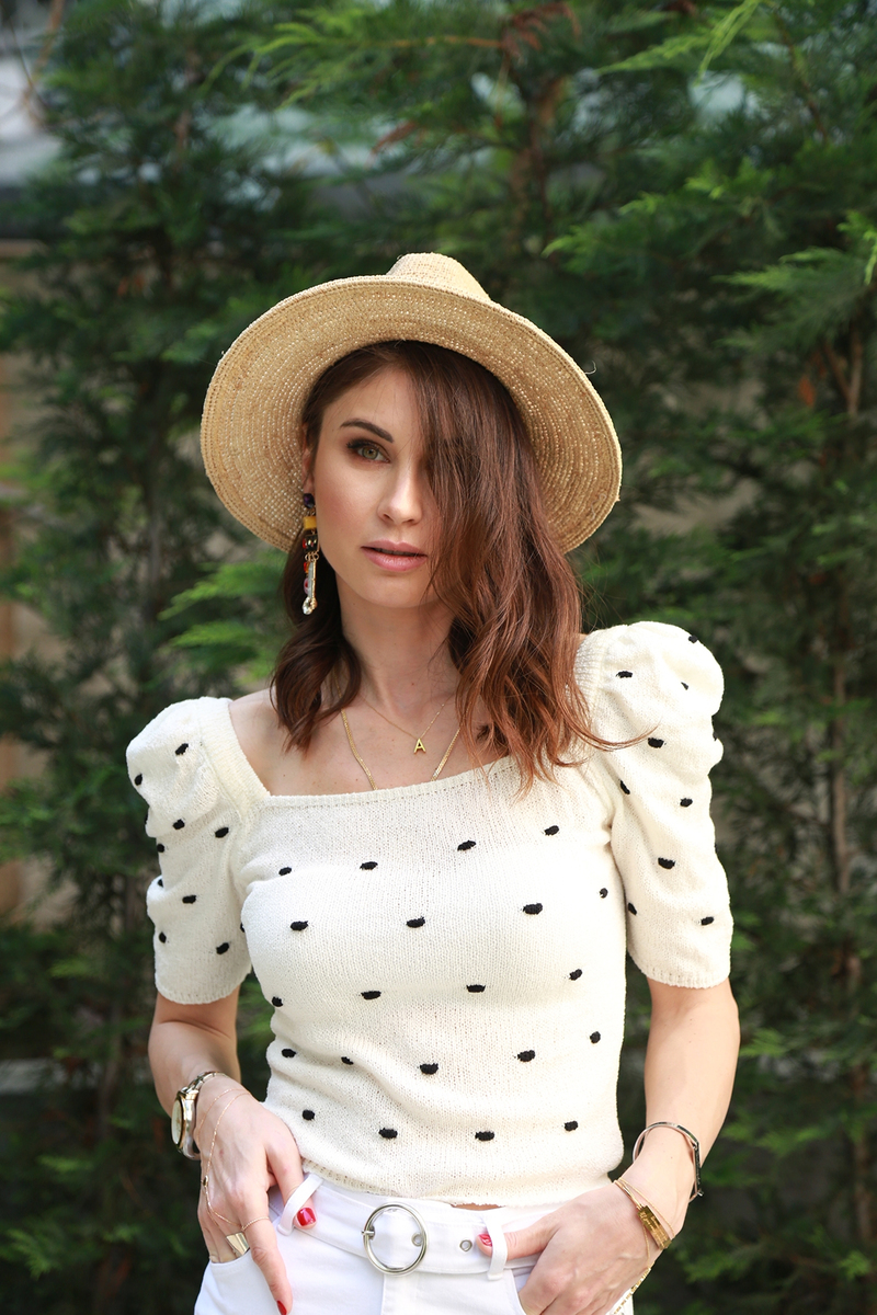 Siyah Puantiyeli Prenses Kol Triko