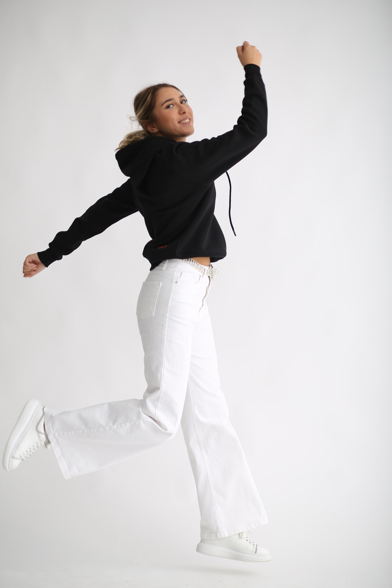 Siyah Şardonlu Baskılı Sweatshirt 