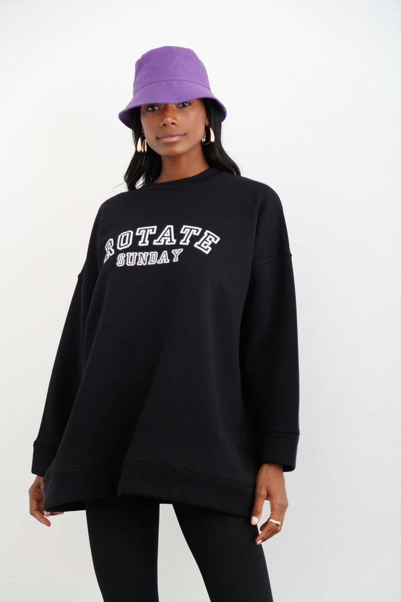 Siyah Şardonlu Oversize Sweatshirt 40117