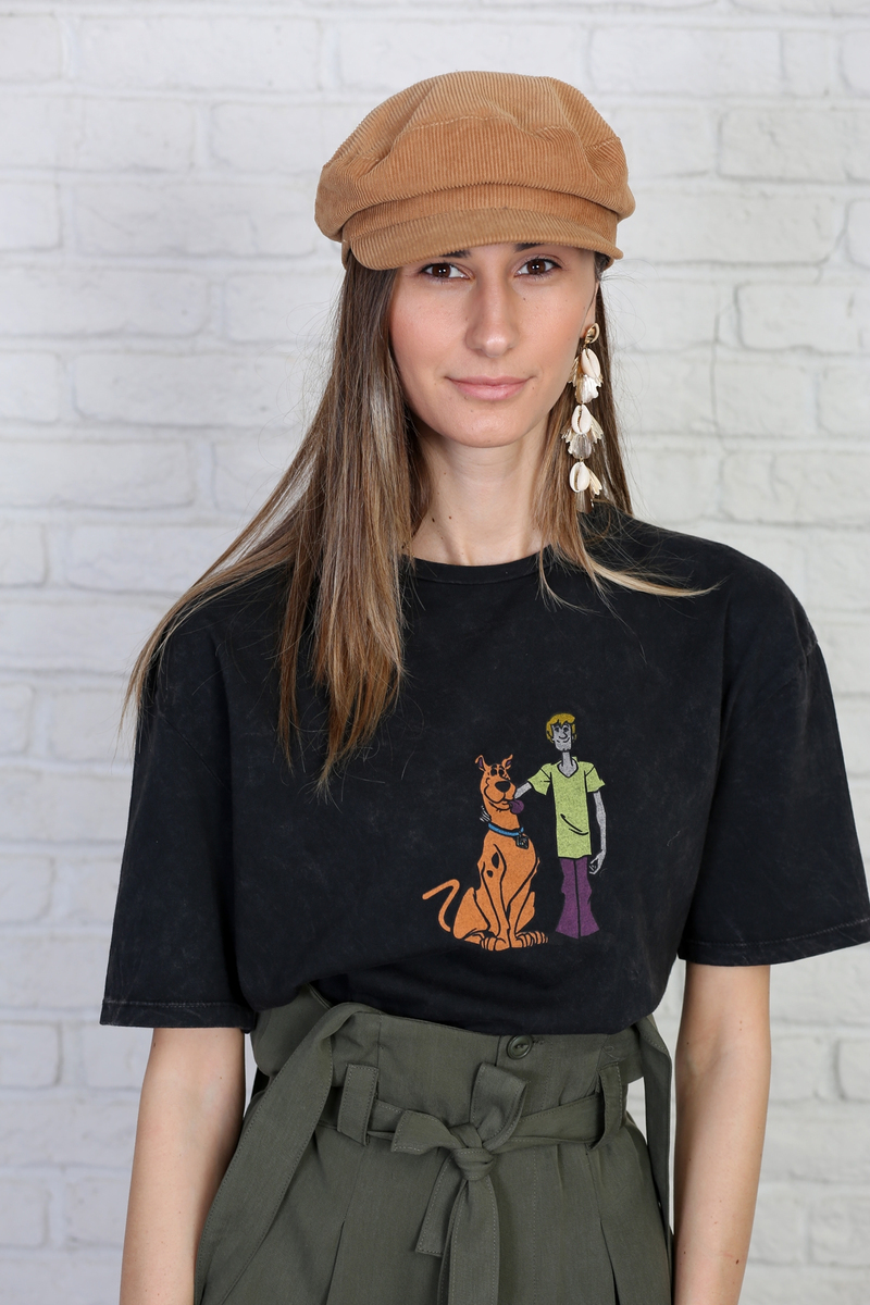 Siyah Scooby Doo Baskılı Tshirt