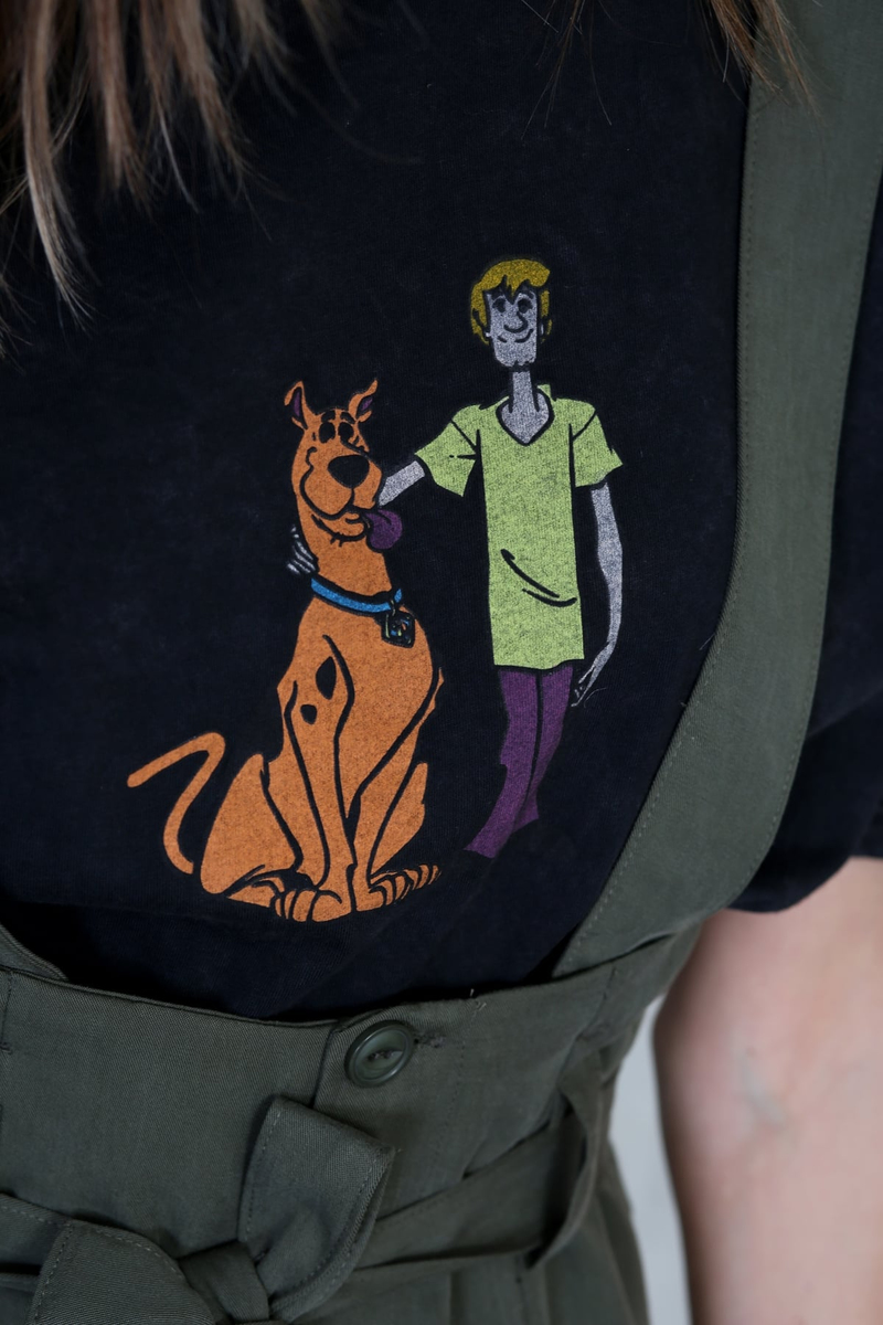 Siyah Scooby Doo Baskılı Tshirt