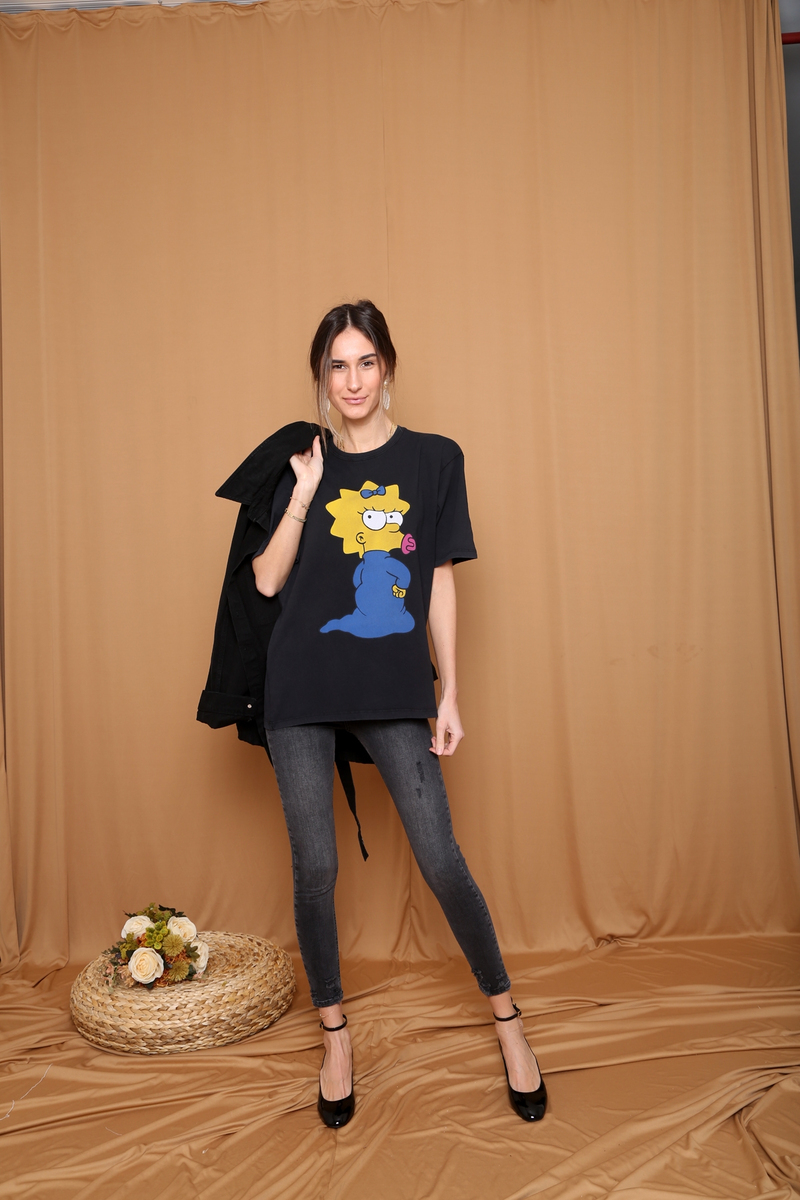 Siyah Simpson Baskılı Tshirt