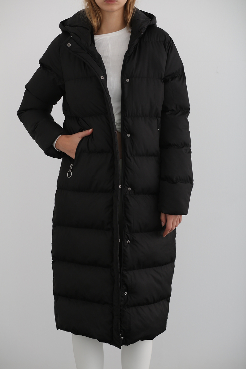 Siyah Şişme Maxi Kaban D89503