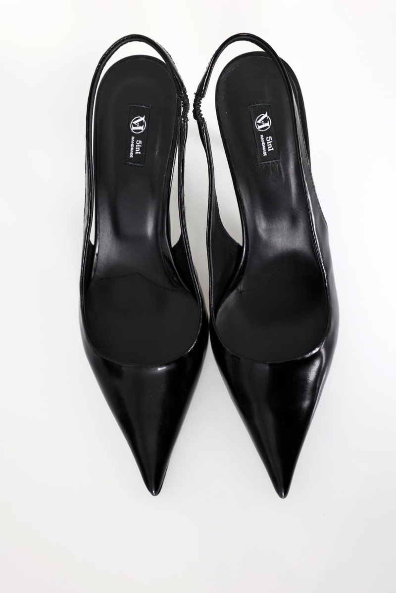 Siyah Sivri Burun Slingback 25149