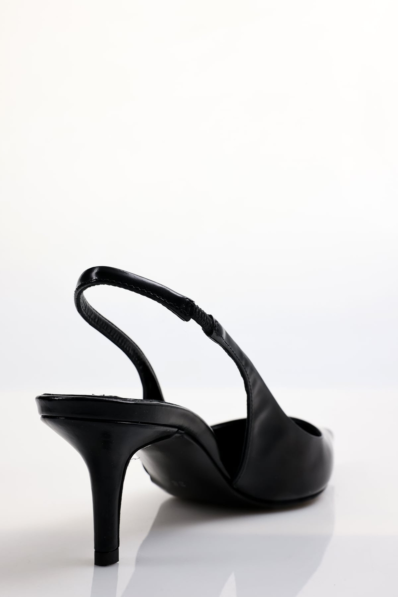Siyah Sivri Burun Slingback 25149