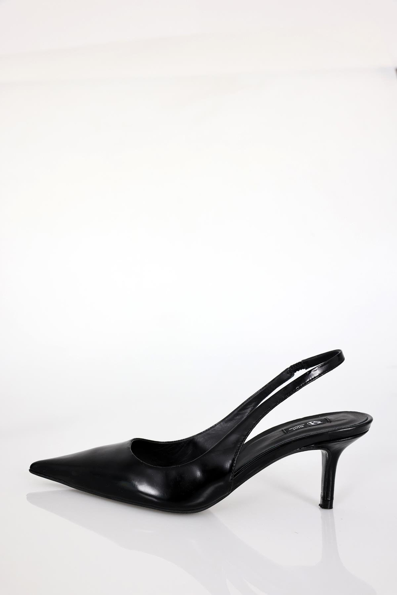 Siyah Sivri Burun Slingback 25149