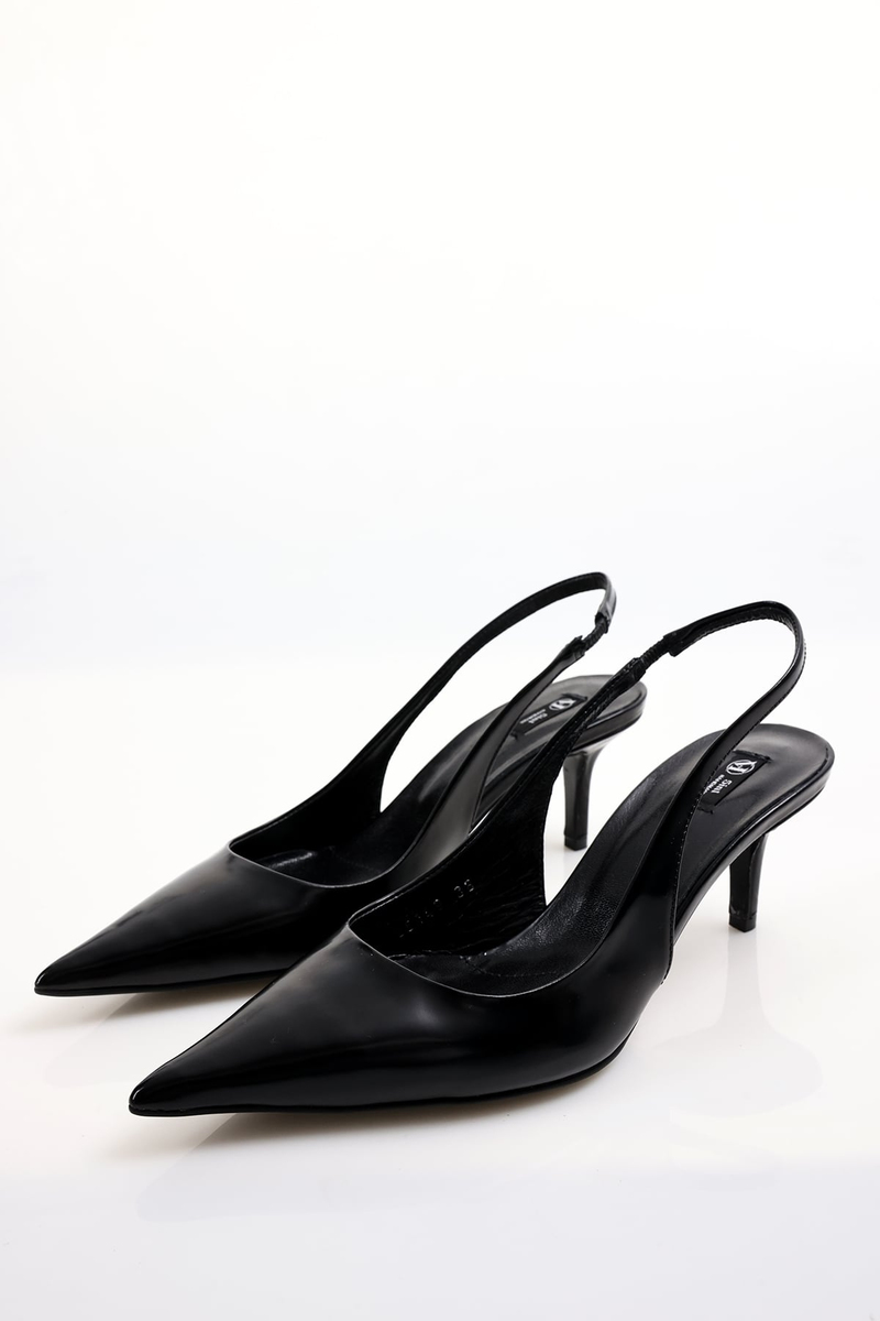Siyah Sivri Burun Slingback 25149