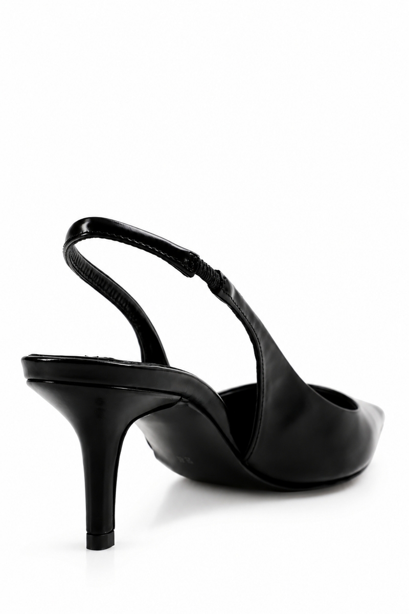 Siyah Sivri Burun Slingback 25149