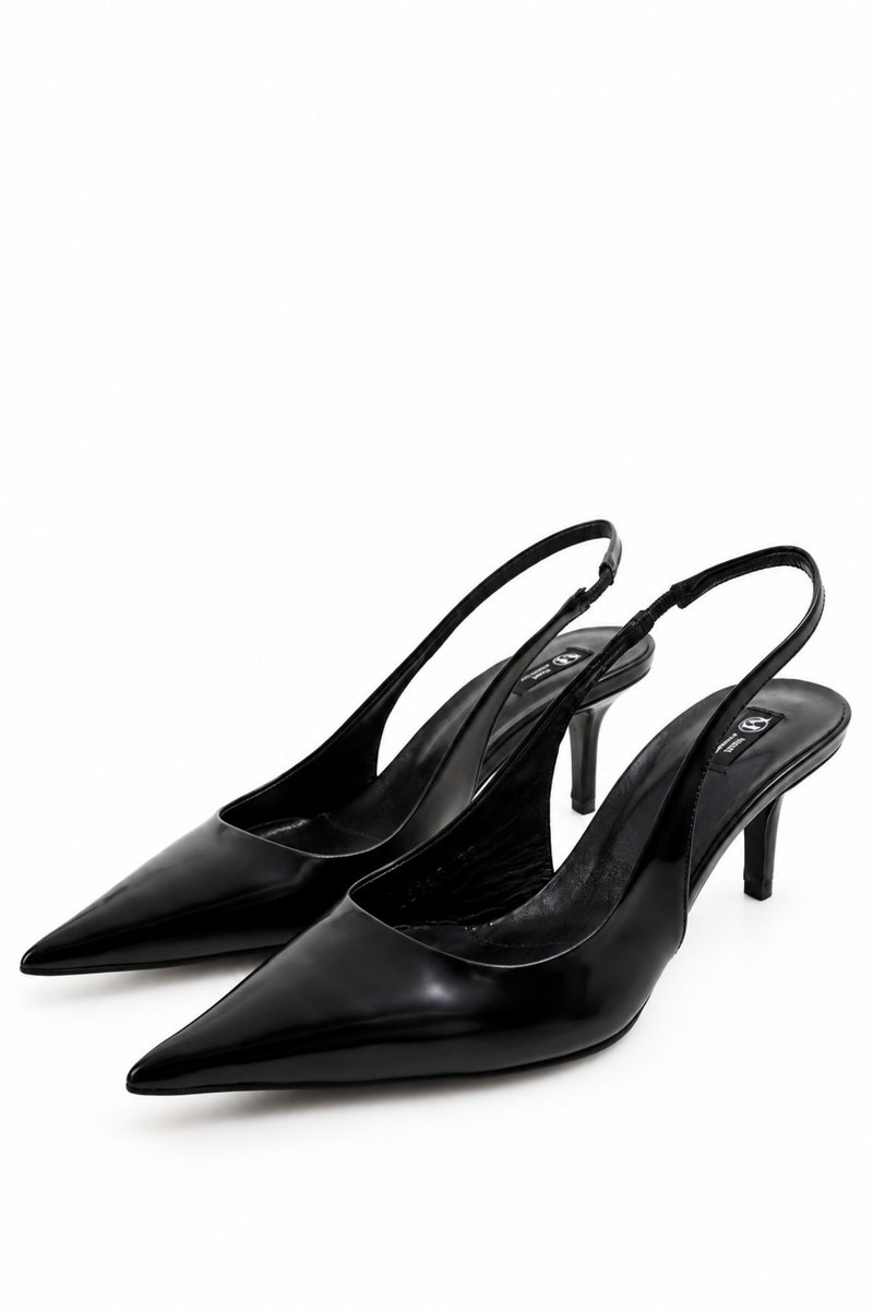 Siyah Sivri Burun Slingback 25149