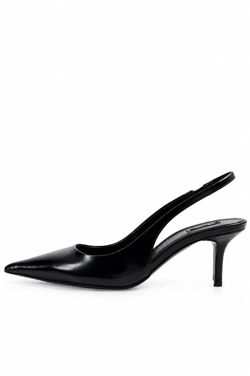 Siyah Sivri Burun Slingback 25149