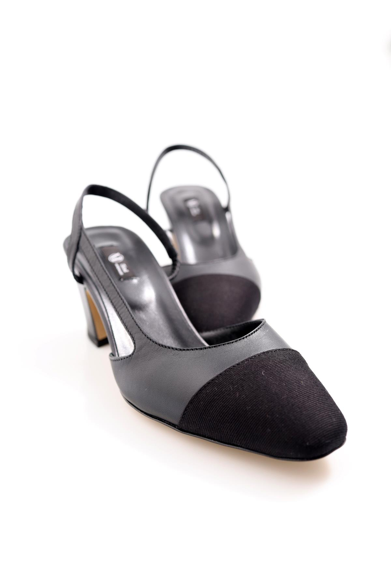 Siyah Slingback Topuklu Ayakkabı 401
