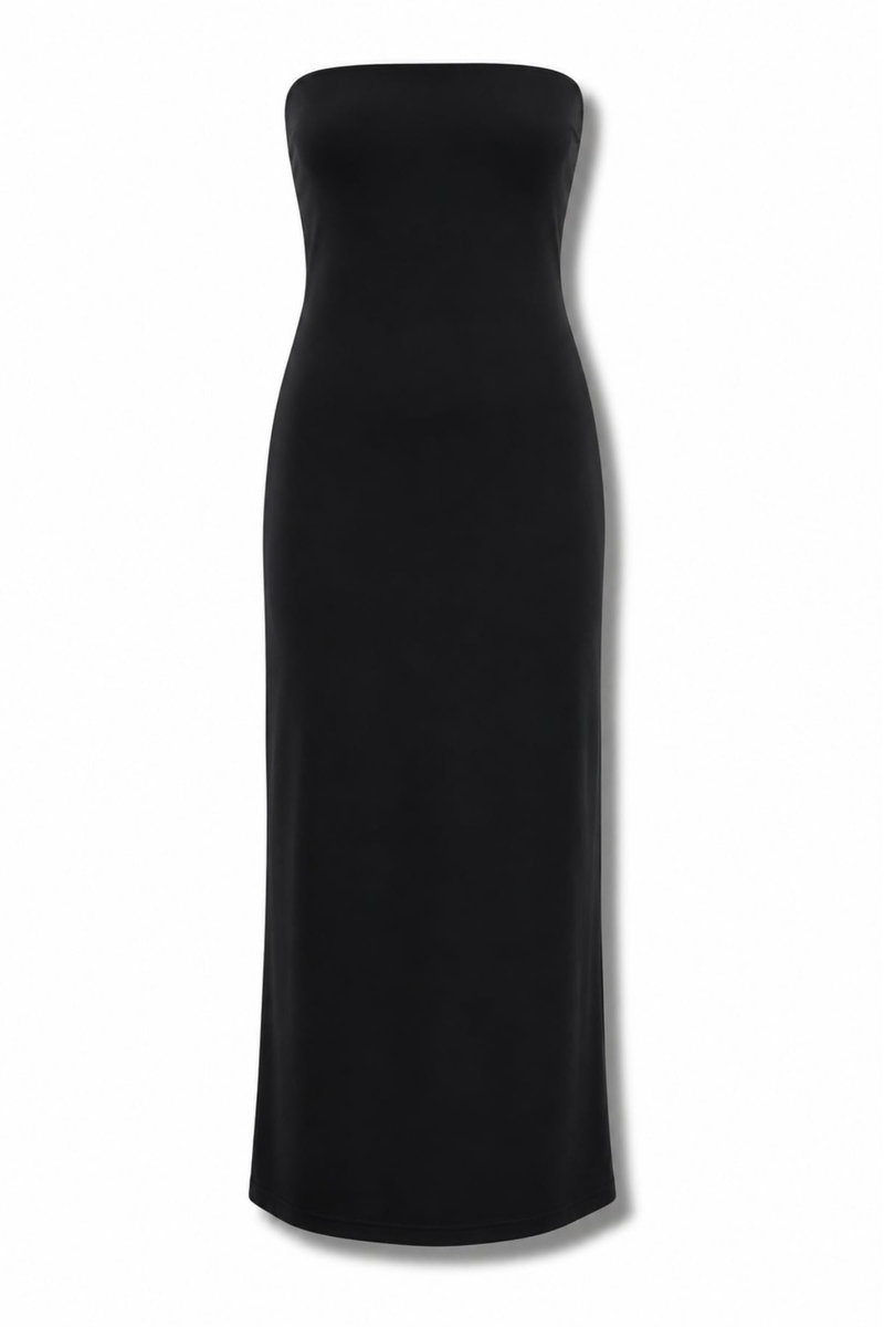 Siyah Straplez Elbise 00786