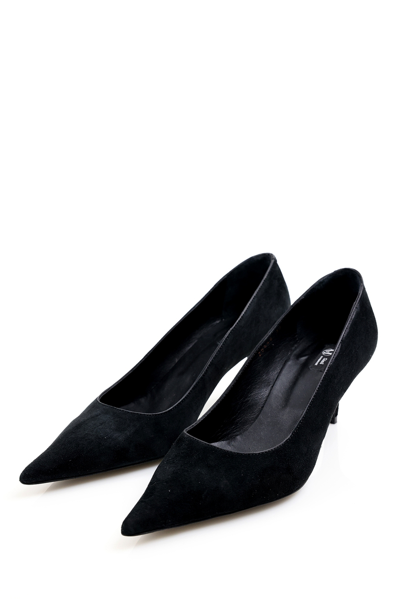 Siyah Süet Klasik Stiletto 25445