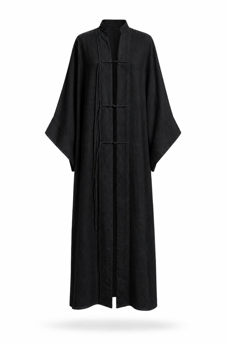 Siyah Süslü Düğmeli Kimono 3467