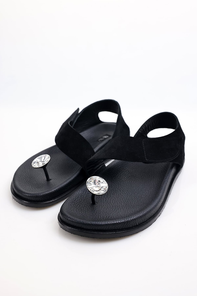 Siyah Swarovski Sandalet 25304
