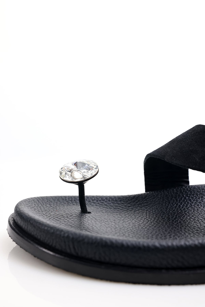 Siyah Swarovski Sandalet 25304
