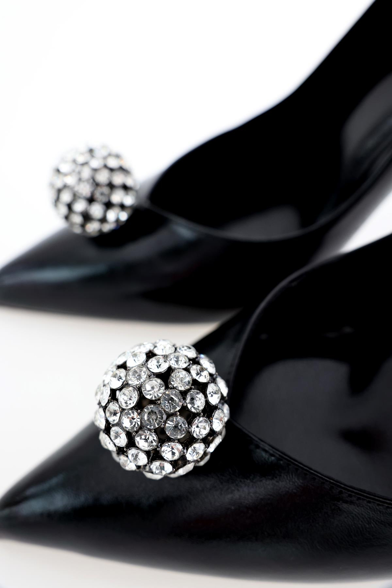 Siyah Taş Aksesuarlı Stiletto 75053