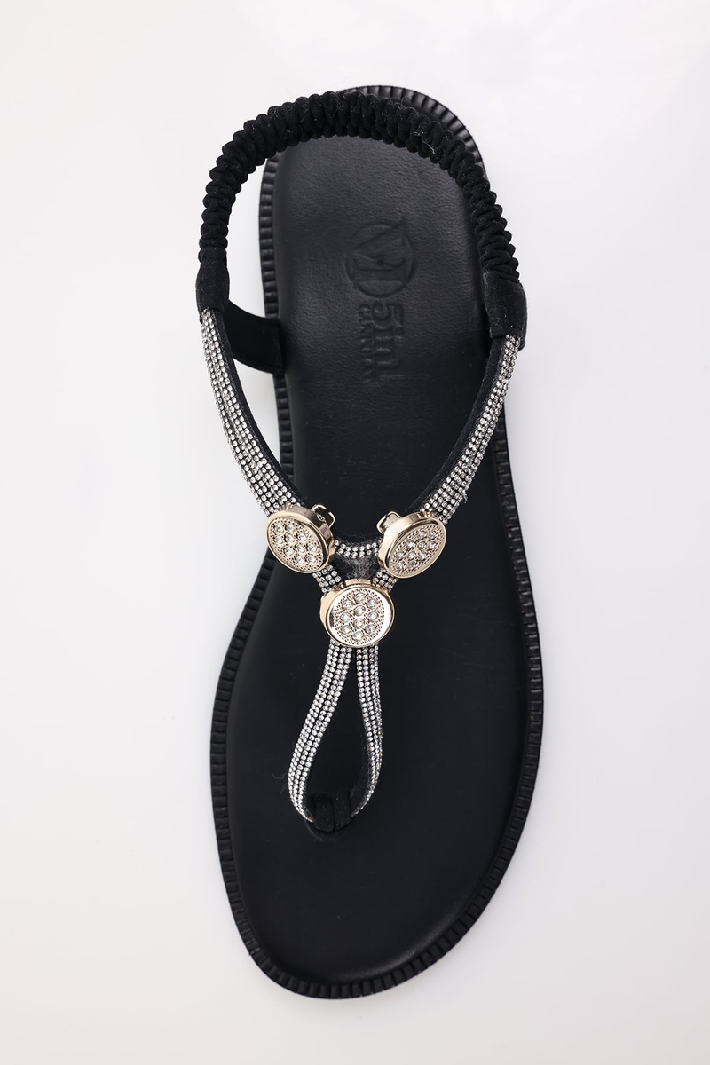 Siyah Taşlı Sandalet 800