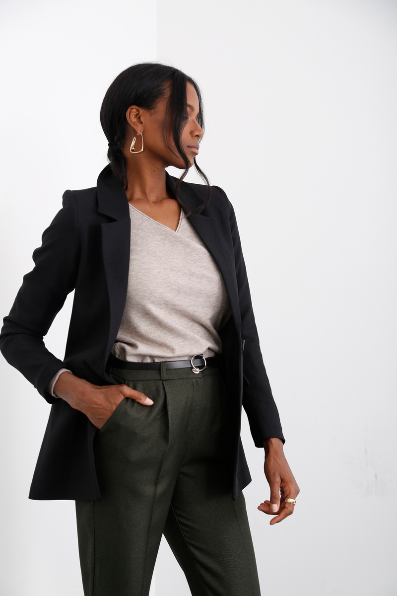 Siyah Tek Düğme Blazer Ceket-1 3133-03