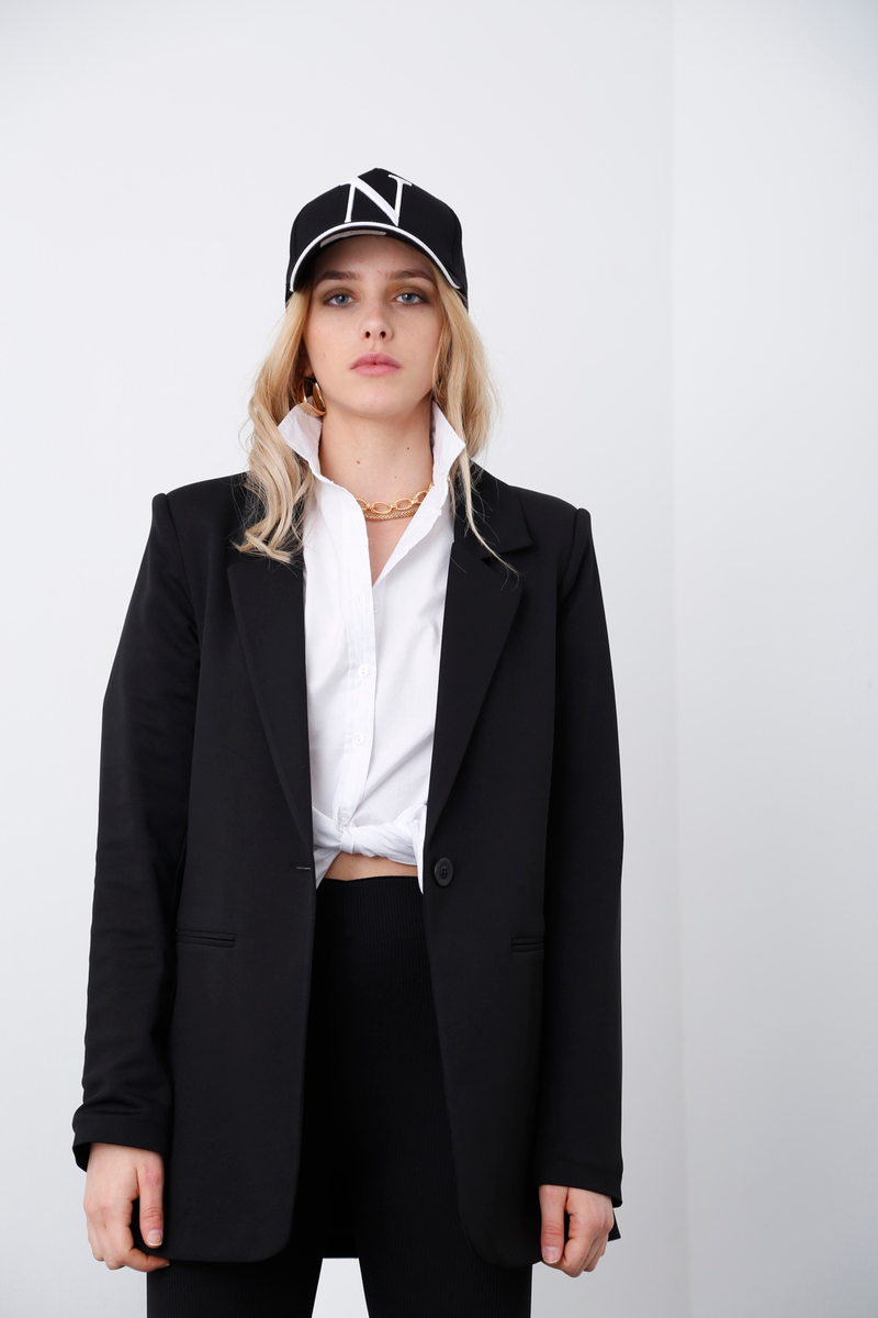 Siyah Tek Düğme Blazer Ceket 3133-05