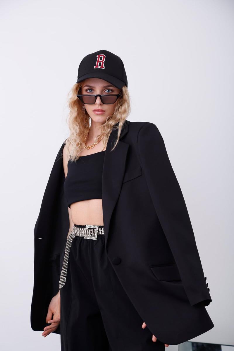 Siyah Tek Düğme Oversize Ceket 3191