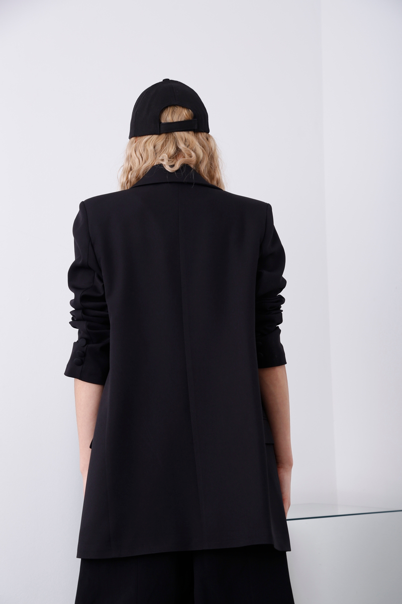 Siyah Tek Düğme Oversize Ceket 3191