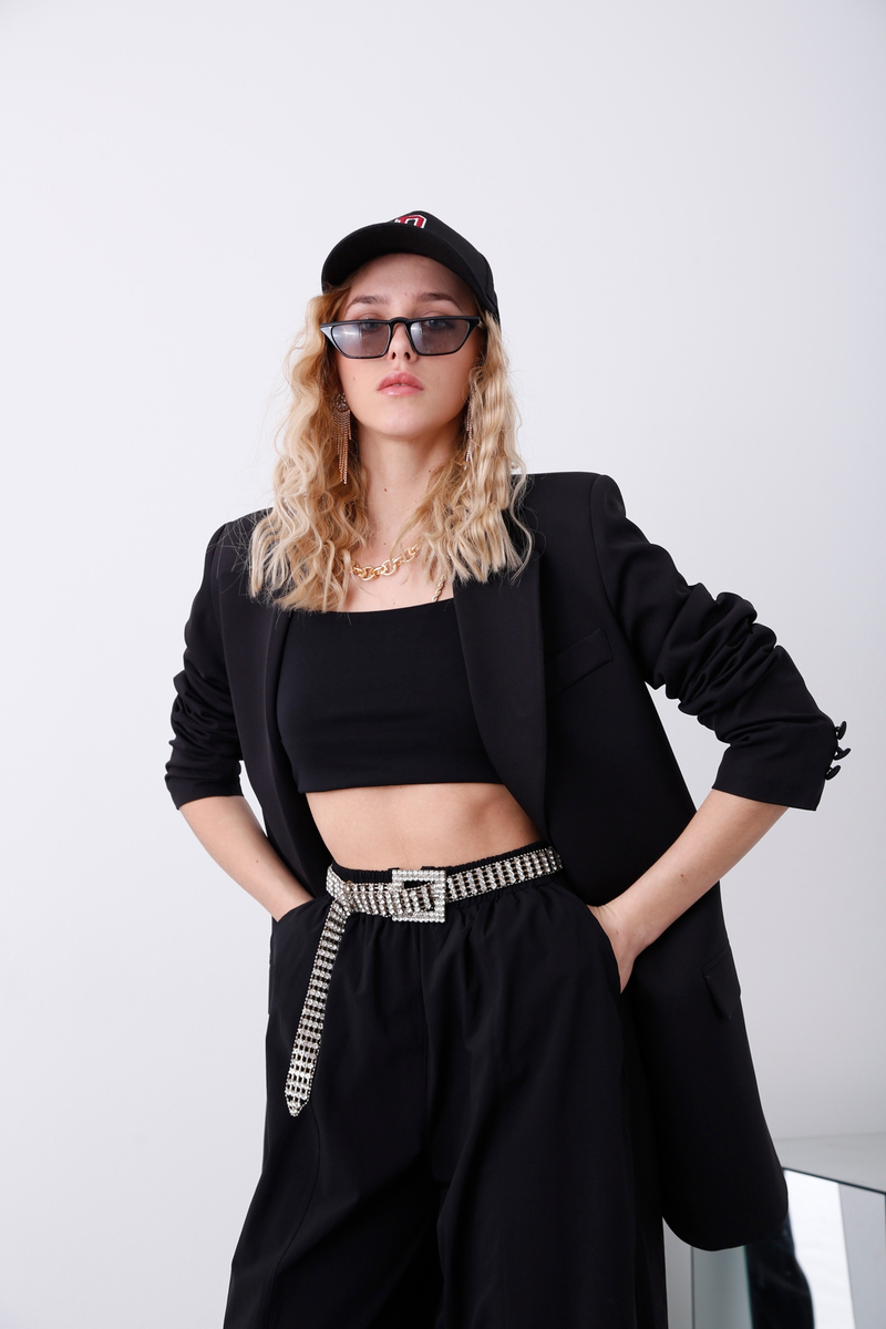Siyah Tek Düğme Oversize Ceket 3191