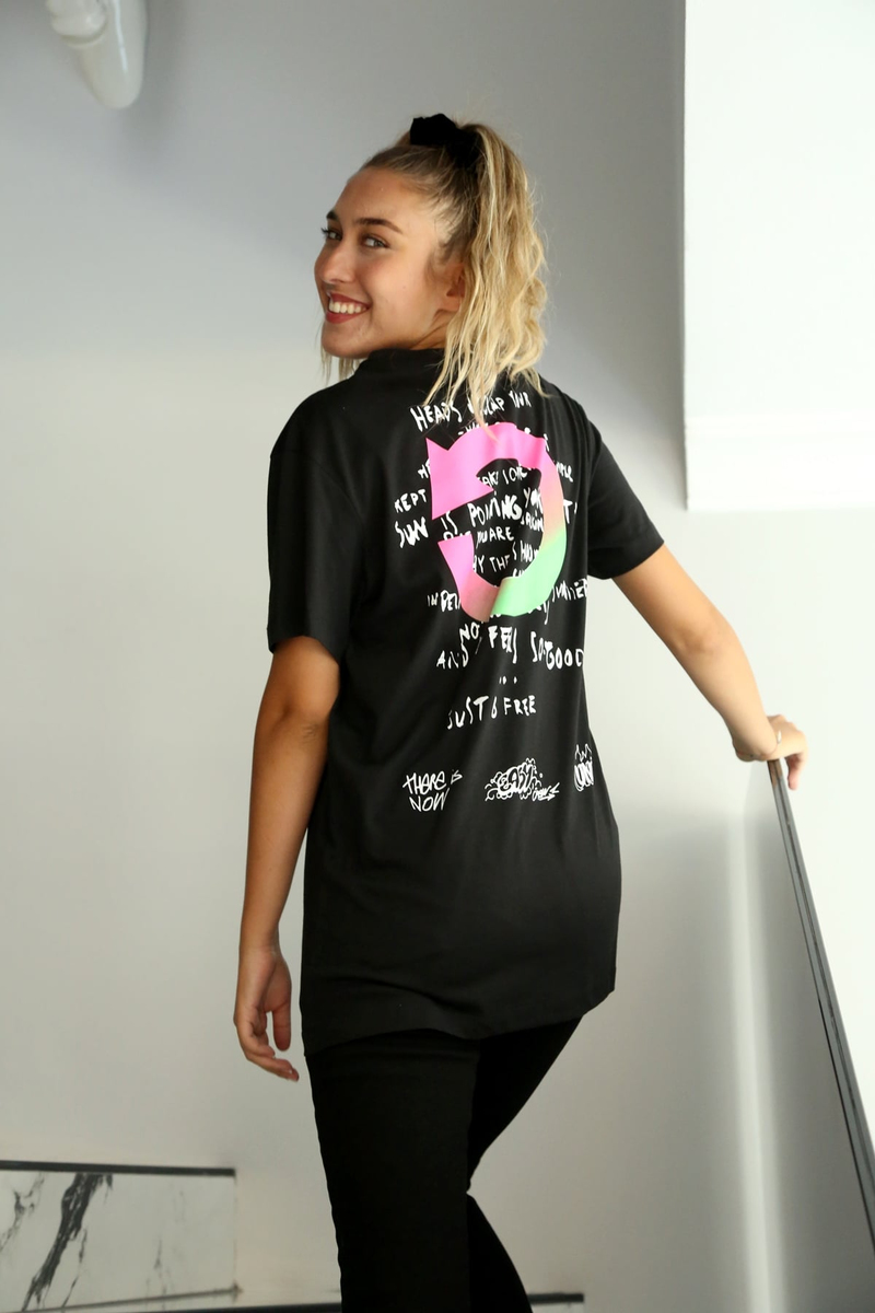 Siyah Totally Rad Baskılı Tshirt 3143