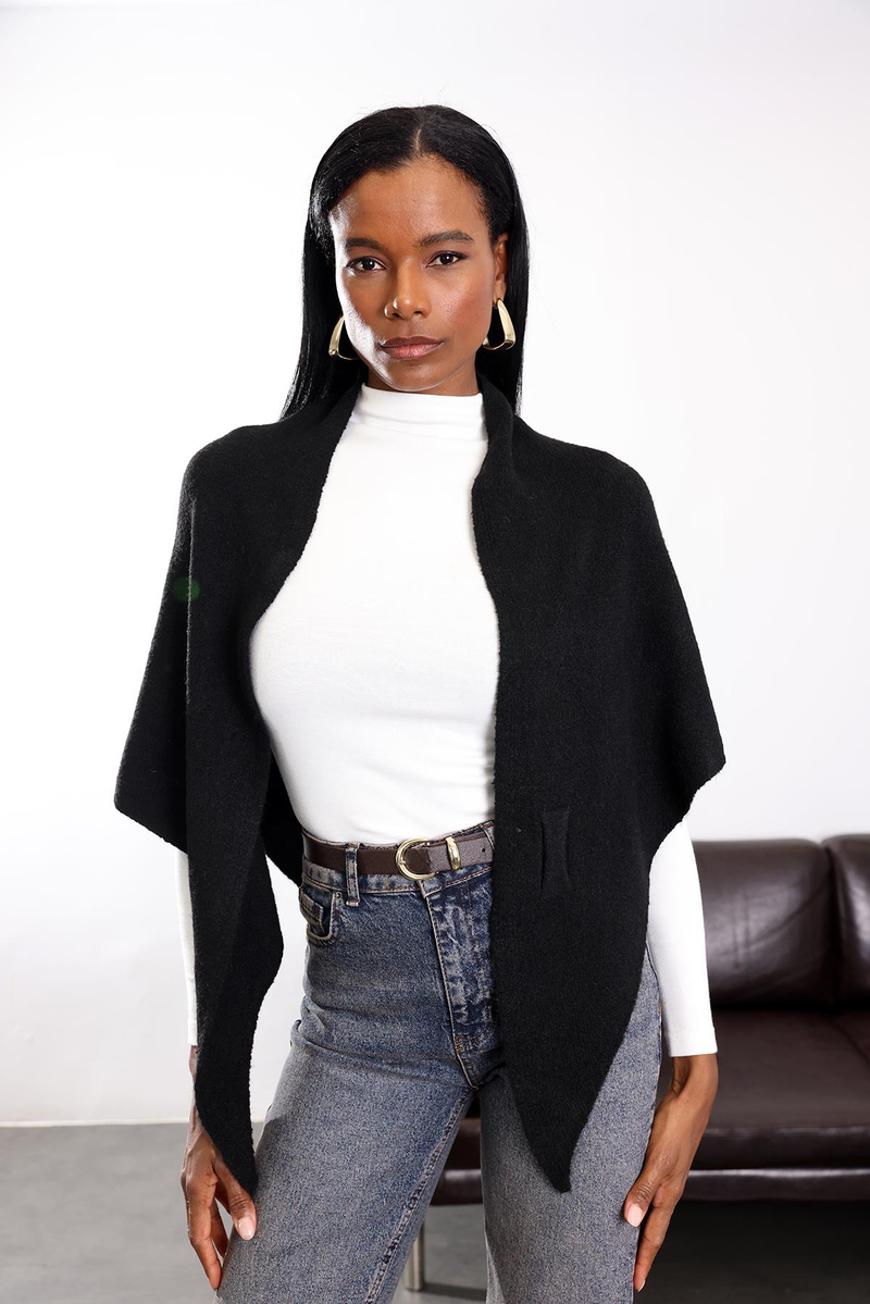 Siyah Triko Üçgen Atkı S009