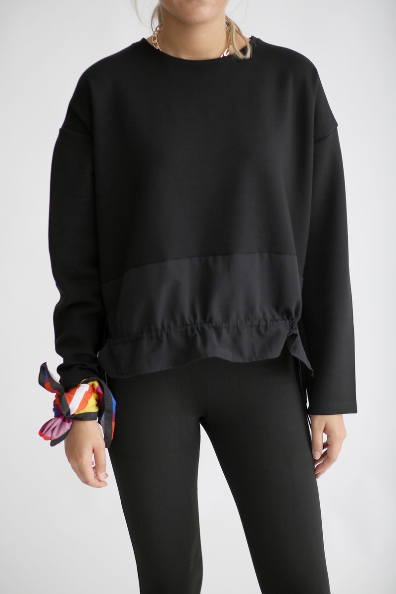 Siyah Üstü Penye Altı Poplin Sweatshirt 25325