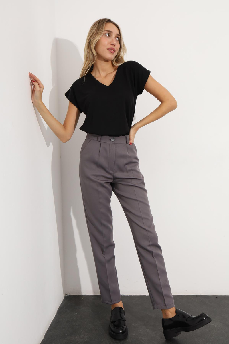 Siyah V Yaka Basic Tişört 001